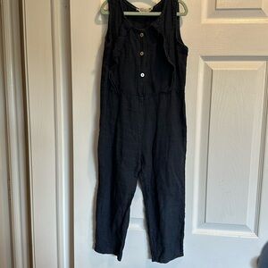 Girls Navy Blue Linen jumper size 5/6